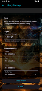 Plotenra Story Concept screen